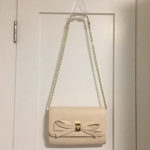 Betsey Johnson cream crossbody with chain strap